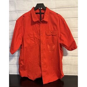 Sean John Men's Red Short Sleeve Button-Up Shirt 3X 100% Cotton